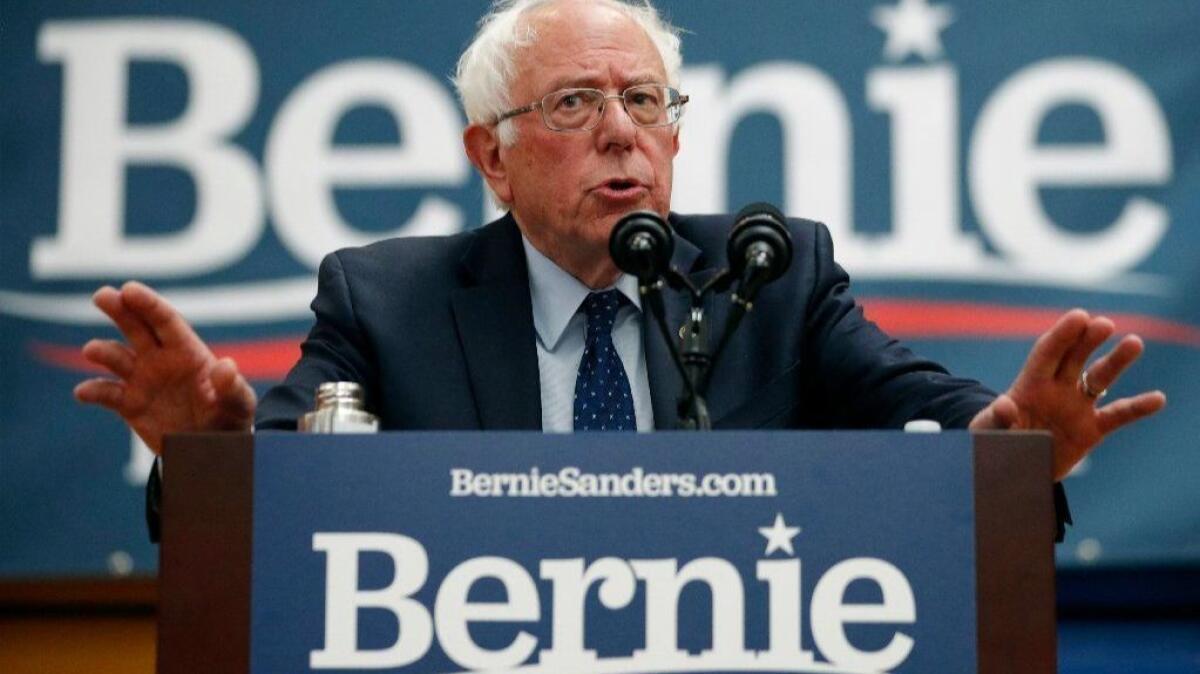 Sen. Bernie Sanders (I-Vt.) speaks Thursday in Las Vegas.