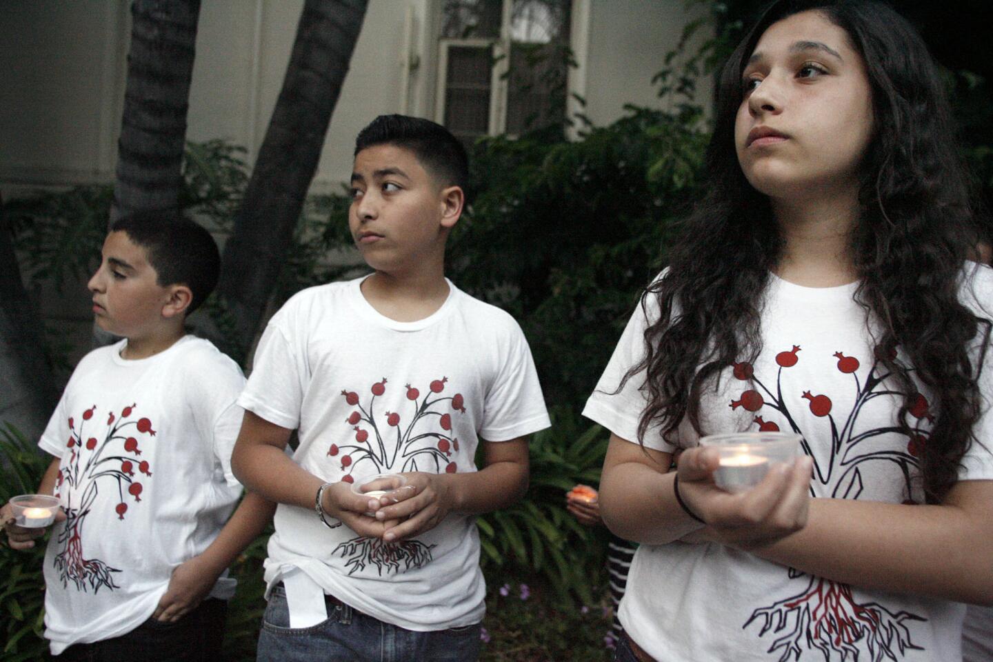 Holocaust and Armenian genocide memorial candle lighting