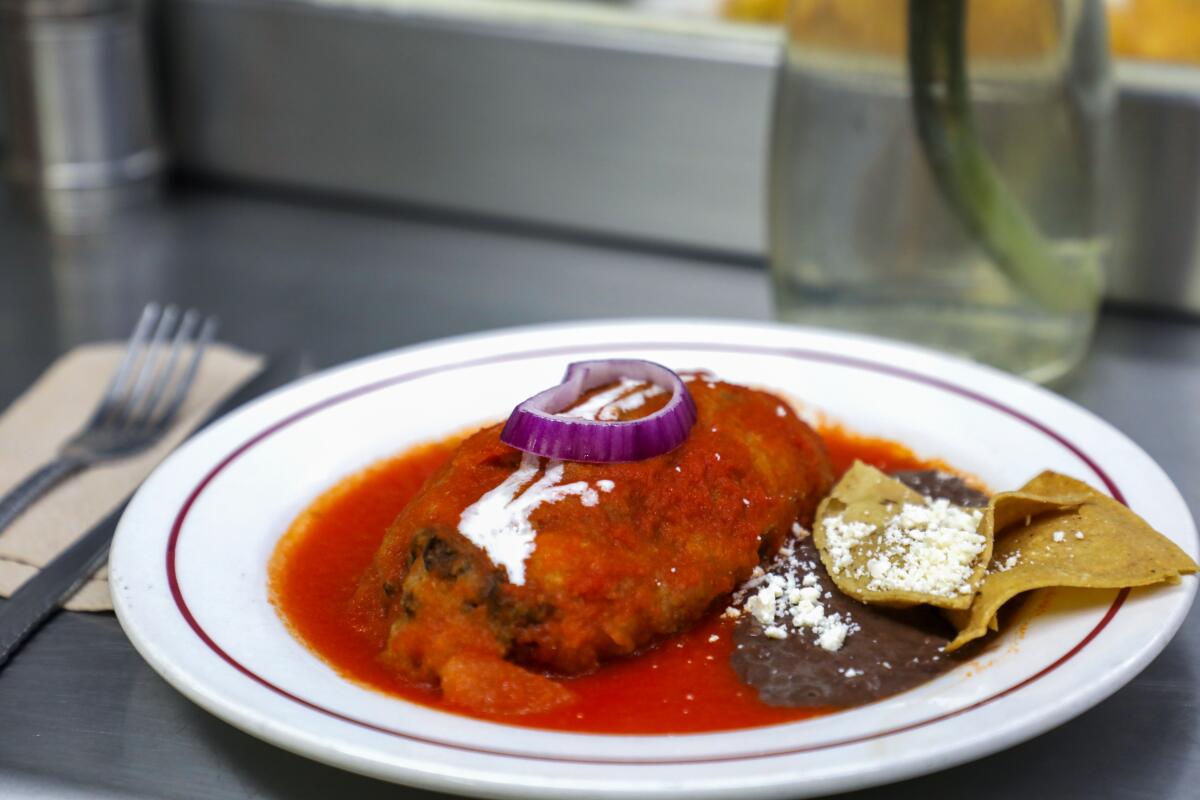 The San Juan Market on Lopez Street in Mexico City has food stalls that sell variations on chile relleno.
