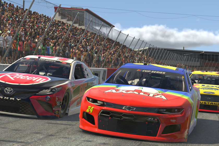 Jeff Gordon, driver of the #24 Axalta Chevrolet, races during an eNASCAR iRacing event.