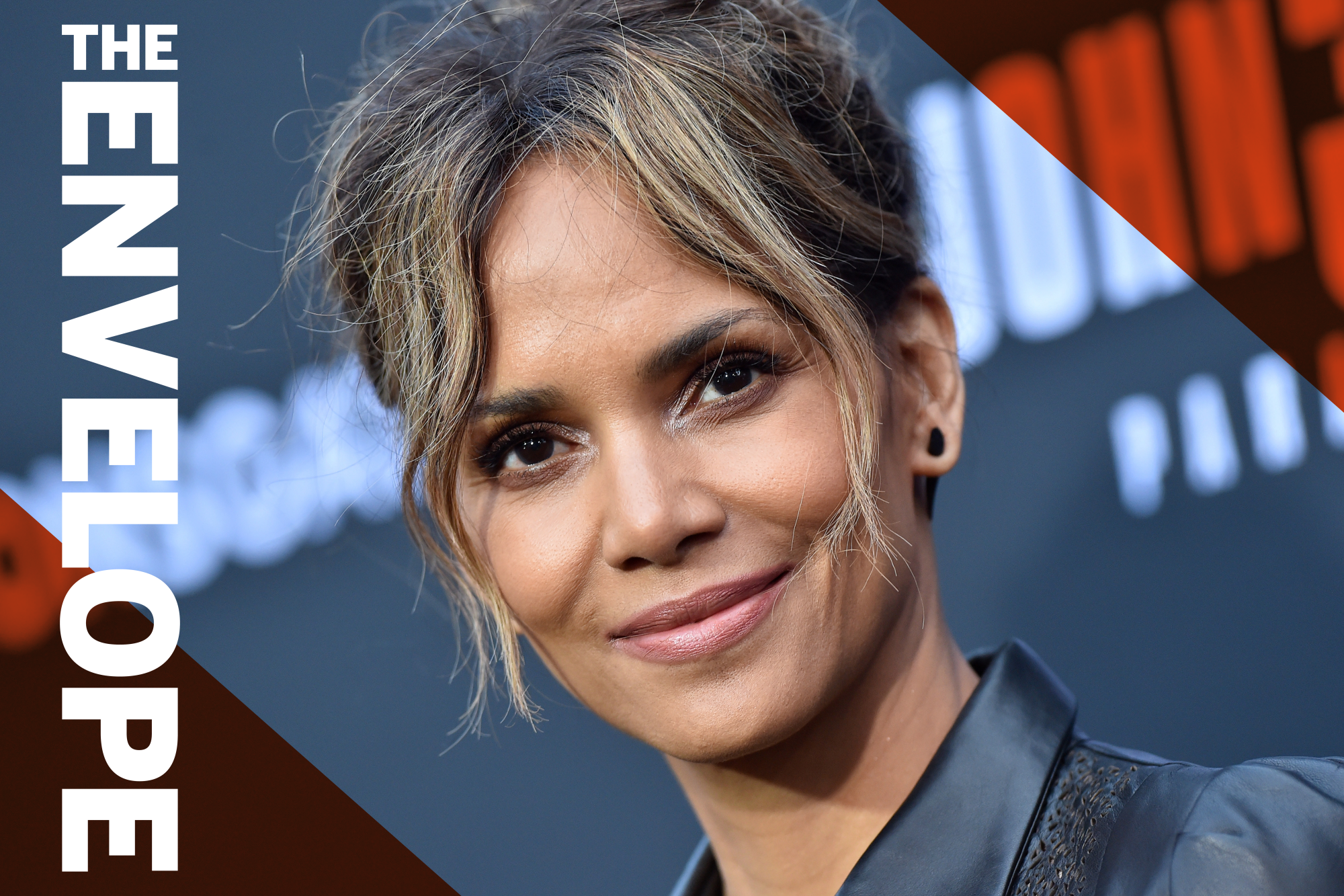 A headshot of Halle Berry with the words "The Envelope" on the right side 