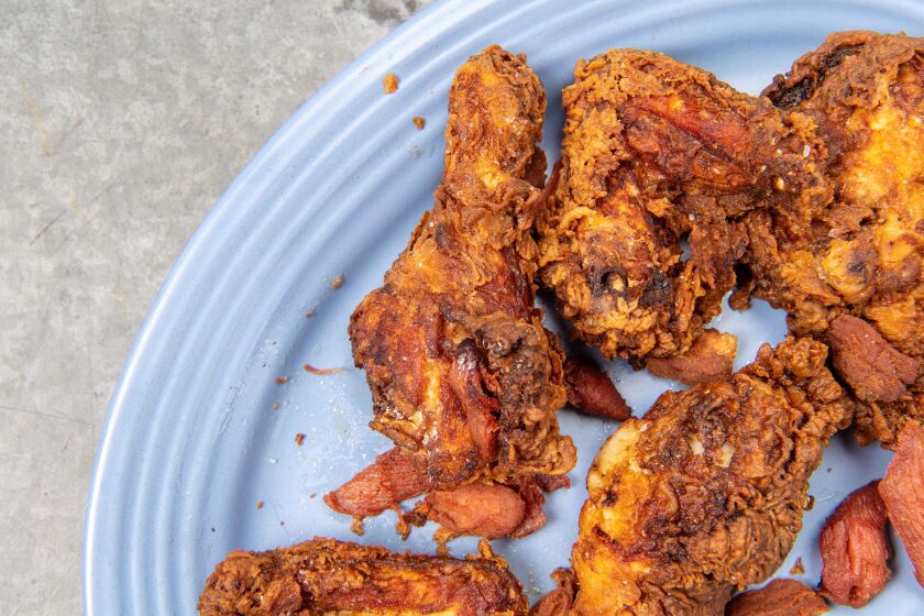 LOS ANGELES, CA-July 11, 2019: Fried Chicken recipe on Thursday, July 11, 2019. (Mariah Tauger / Los Angeles Times / Prop styling by Nidia Cueva)
