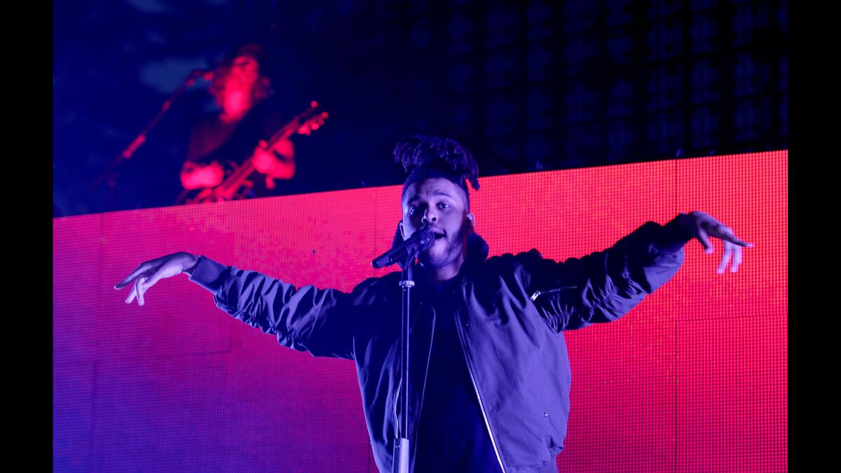 The Weeknd performs Saturday during Hard Summer at the Fairplex in Pomona.