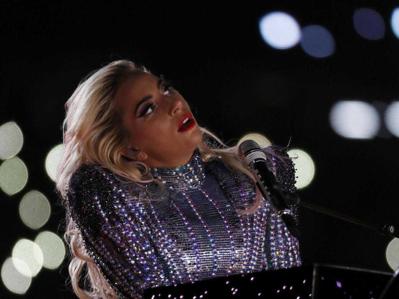 Singer Lady Gaga performs during the halftime show at Super Bowl LI between the New England Patriots and the Atlanta Falcons in Houston, Texas, U.S., February 5, 2017. REUTERS/Robert Seale EDITORIAL USE ONLY. NO RESALES. NO ARCHIVE. ** Usable by SD ONLY **