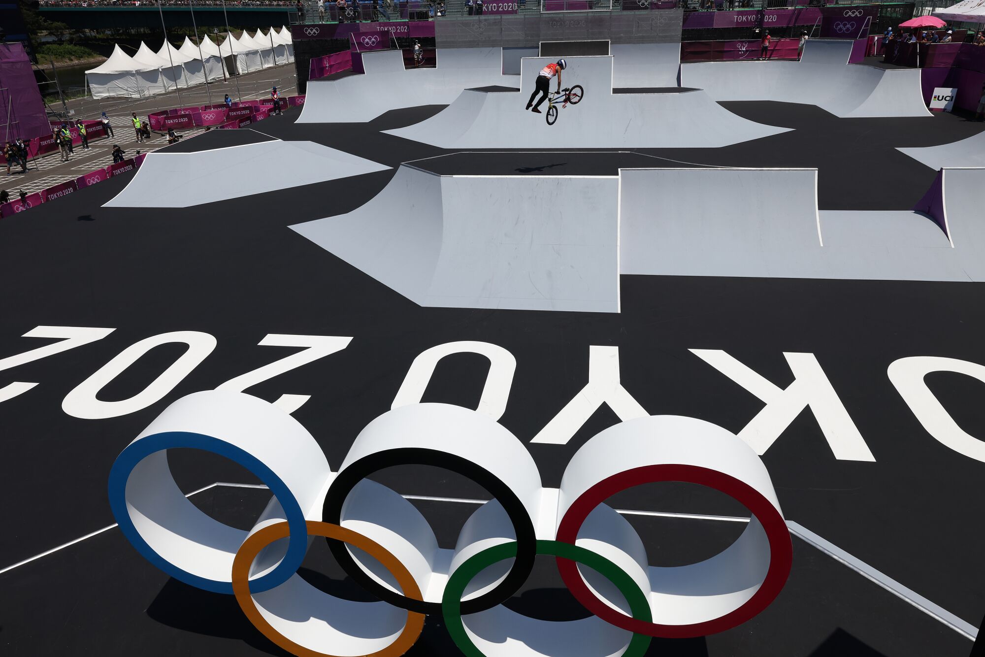 A view of the course during the Men's BMX Freestyle Finals