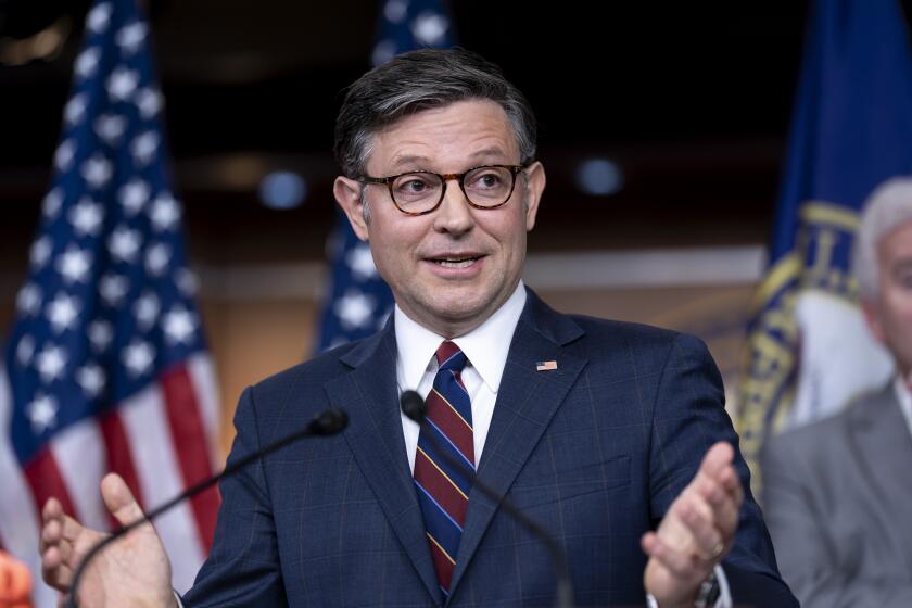 FILE - Speaker of the House Mike Johnson, R-La., speaks at the Capitol in Washington, July 23, 2024. (AP Photo/J. Scott Applewhite, File)