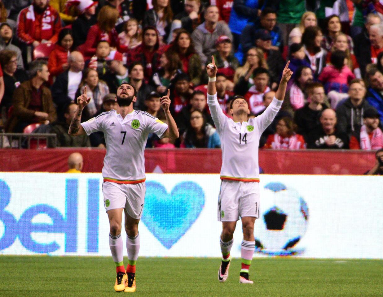 Vancouver, British Columbia, CAN; Canada midfielder Samuel Piette (14) celebrates after scoring a goal against Canada goalkeeper Milan Borjan (not pictured) during the first half at BC Place.