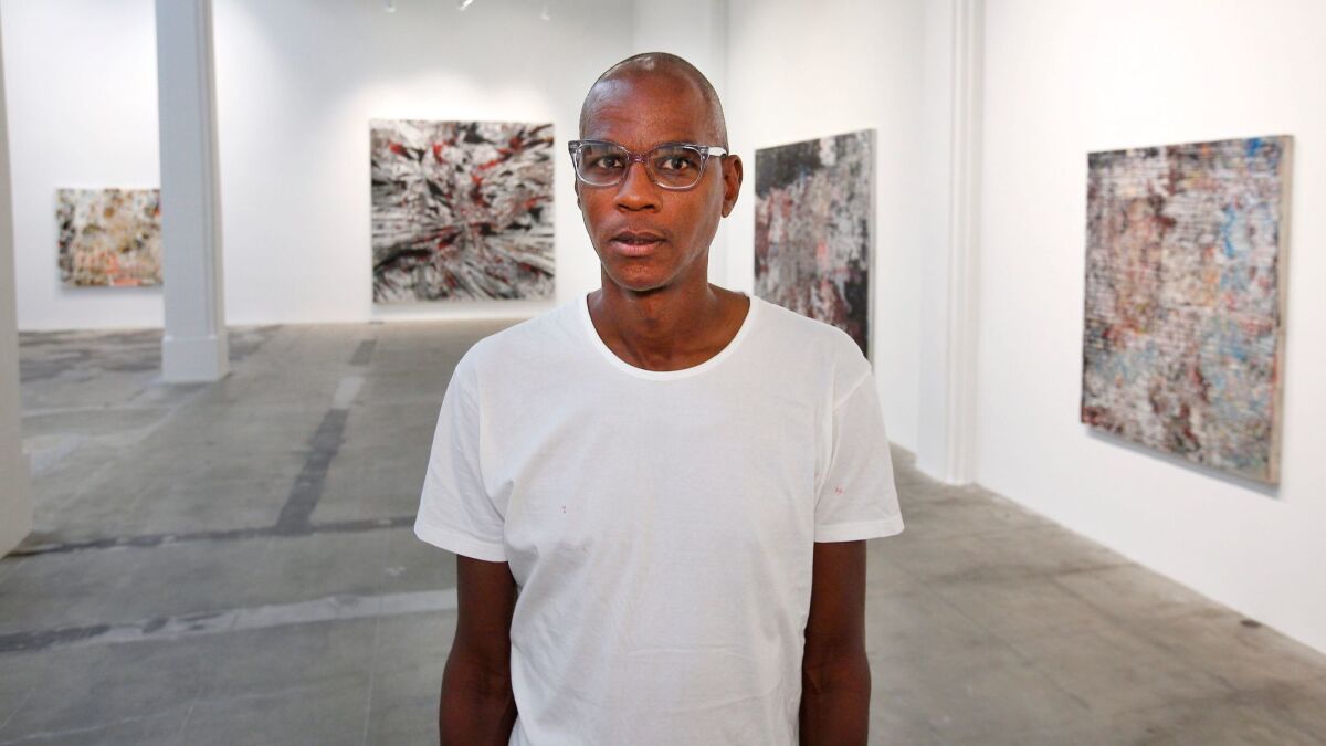 Painter Mark Bradford is back in Los Angeles with a new exhibition at Hauser & Wirth.