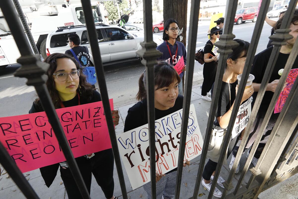 Marciano Art Foundation workers protest the museum's closure.
