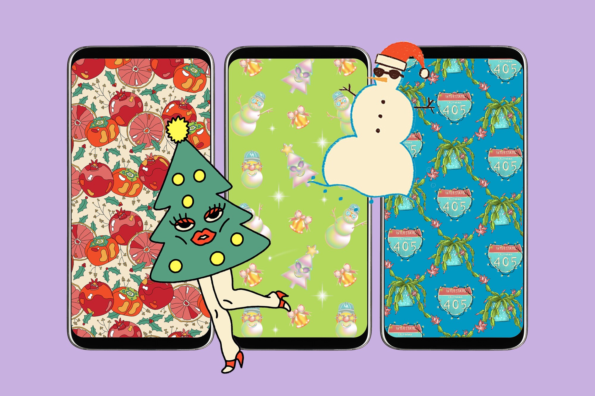 Illustration of festive phone backgrounds