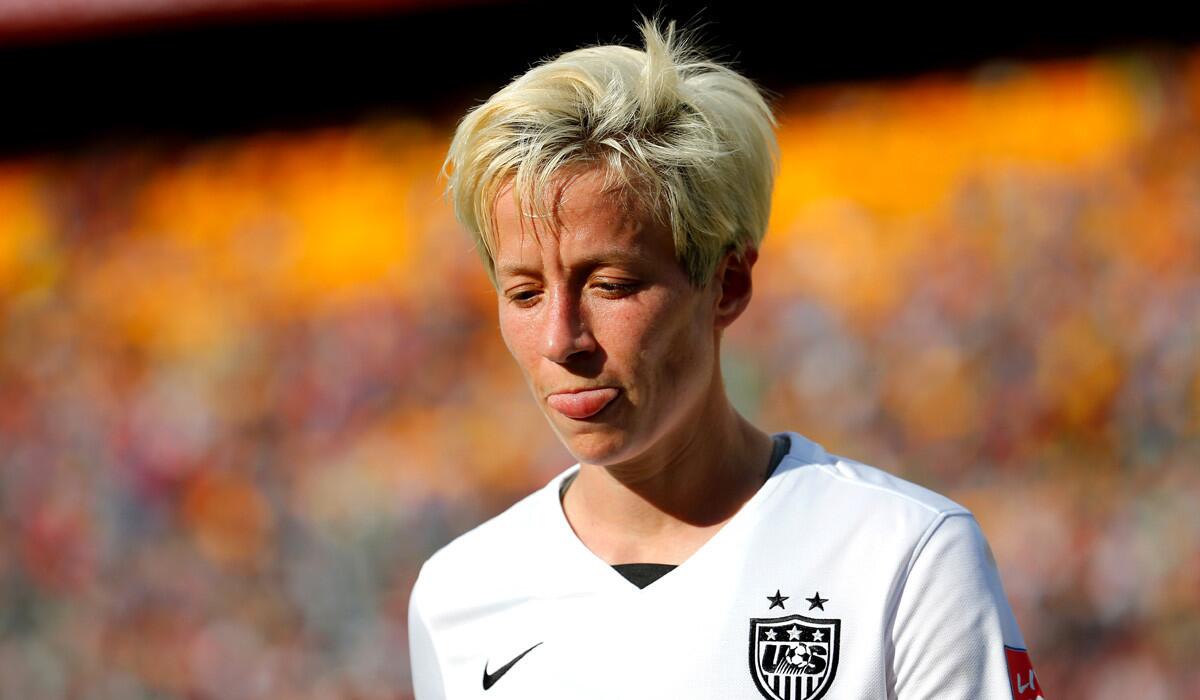 United States' Megan Rapinoe reacts in the first half while taking on Colombia in the FIFA Women's World Cup 2015 Round of 16 match on Monday.