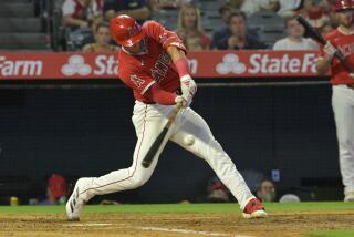 Los Angeles Angels' Logan O'Hoppe hits a two-run home run in the fourth inning.