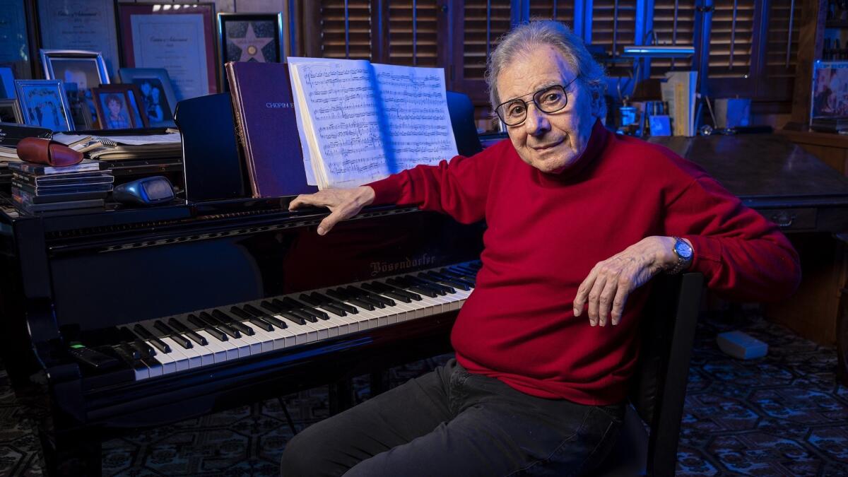 Composer Lalo Schifrin at his home studio in Beverly Hills on Nov. 9. On Sunday, Schifrin will be one of three recipients of this year's Governors Awards from the motion picture academy.