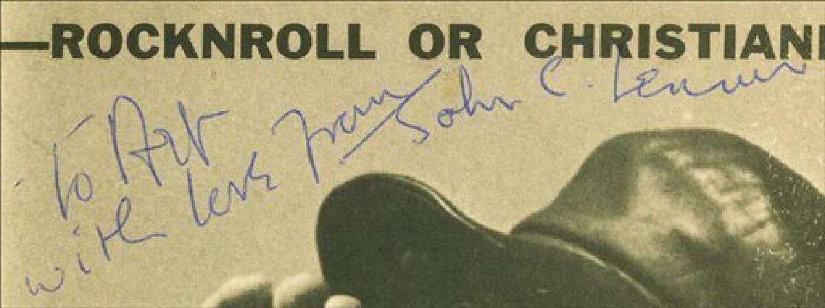 Sold at Auction: John Lennon, John Lennon signed record