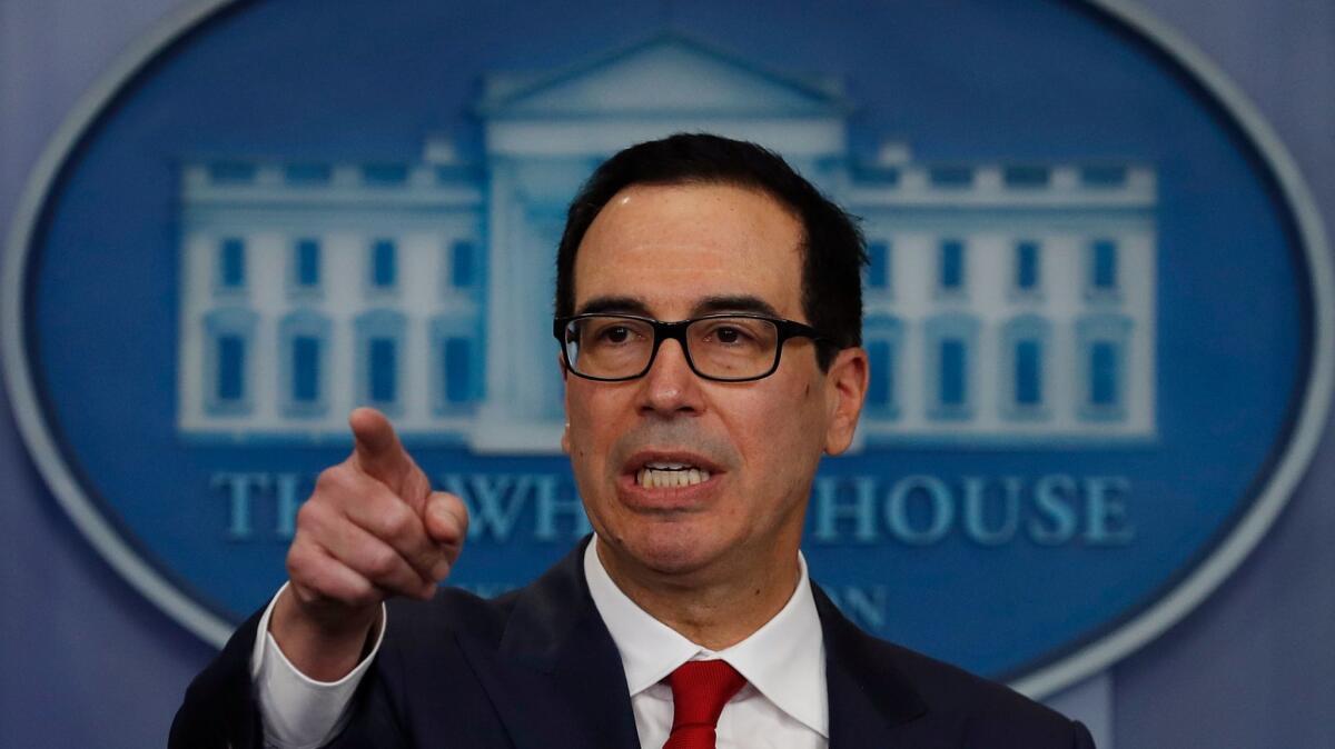 The Treasury Department's report said the CFPB's rule often runs counter to the findings of an arbitration study the bureau compiled in 2015. Above, Treasury Secretary Steven T. Mnuchin.