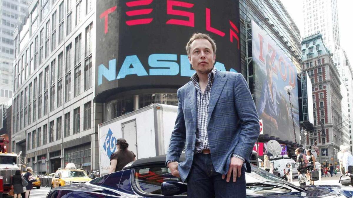 Elon Musk in New York City on June 29, 2010 — the day Tesla first issued stock to the public.