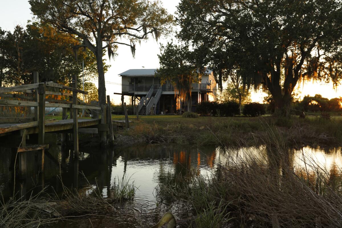 The home of the Naquin family. Chief Albert Naquin's older sister, Denecia Billiot, 94, still lives in the home. (Carolyn Cole / Los Angeles Times)