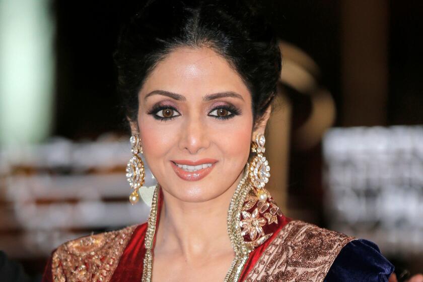 FILE - In this Dec. 1, 2012 file photo, Indian actress Sridevi arrives at the Marrakech International Film Festival in Marrakech, at the Marrakech Congress Palace. Sridevi, Bollywoodâs leading lady of the 1980s and â90s who redefined stardom for actresses in India, has died at age 54. The actress, known by one name, was described as the first female superstar in Indiaâs male-dominated film industry. Her brother-in-law Sanjay Kapoor speaking to the Indian Express online confirmed she died Saturday, Feb. 24, 2018, in Dubai due to cardiac arrest.(AP Photo/Lionel Cironneau, File)