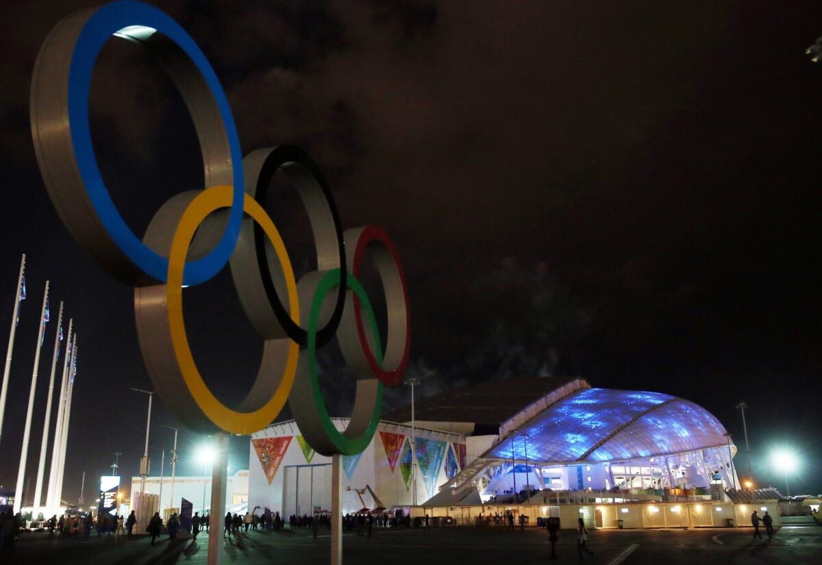 A view from outside the Fisht Olympic Stadium on Feb. 4 prior to the start of the 2014 Sochi Winter Olympics.