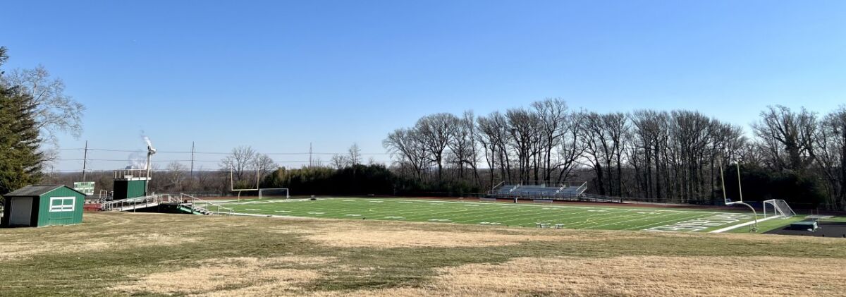 Football field at Archmere Academy, where President Joe Biden played high school football in Delaware.