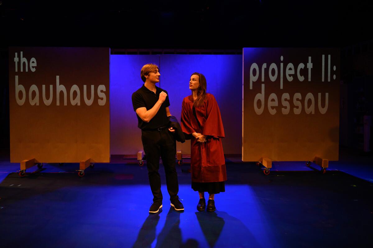 Jack Goldwait and Katarina Joy Lopez in the play "The Bauhaus Project."