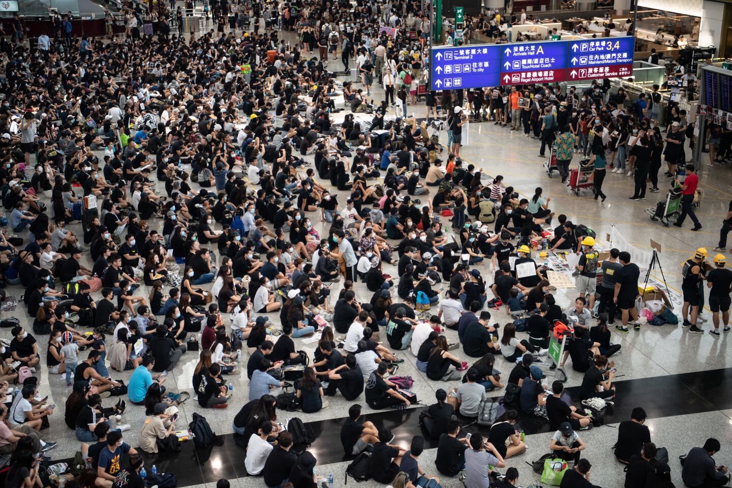 Protests continue at Hong Kong International Airport