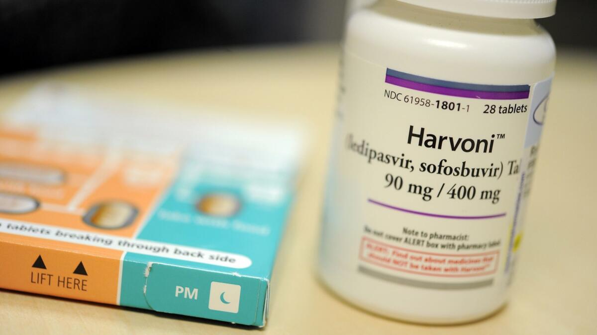A course of treatment with Harvoni, one of Gilead's drugs for hepatitis C, is falling to $24,000. The list price was $94,500 when the drug came on the market in 2014.