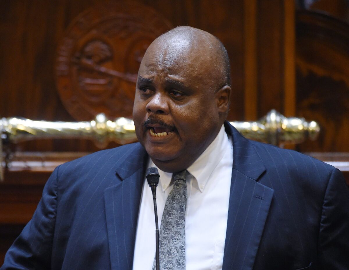 South Carolina Rep. Joe Neal (D-Richland) speaks during a special session of the Legislature at the South Carolina Statehouse during a debate about the removal of the Confederate flag from the Statehouse grounds.