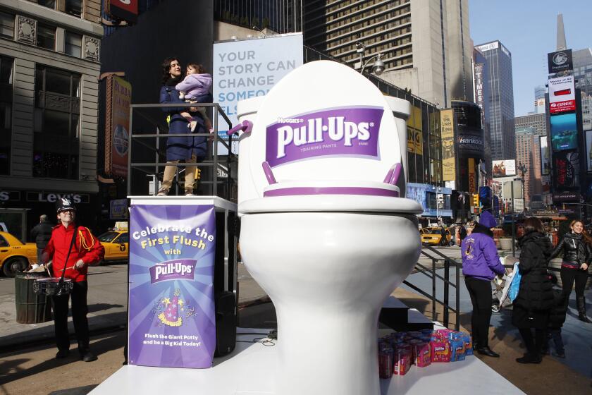Pull-Ups® Brand helps make potty training fun and easy with a larger than life First Flush celebration in Times Square on January 29, 2013 in New York City. (Amy Sussman /AP Images for Kimberly Clark)
