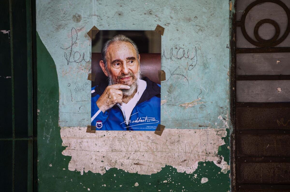 A poster of Fidel Castro is seen on a wall in Havana on Aug. 13, 2016, during celebrations for his 90th birthday.