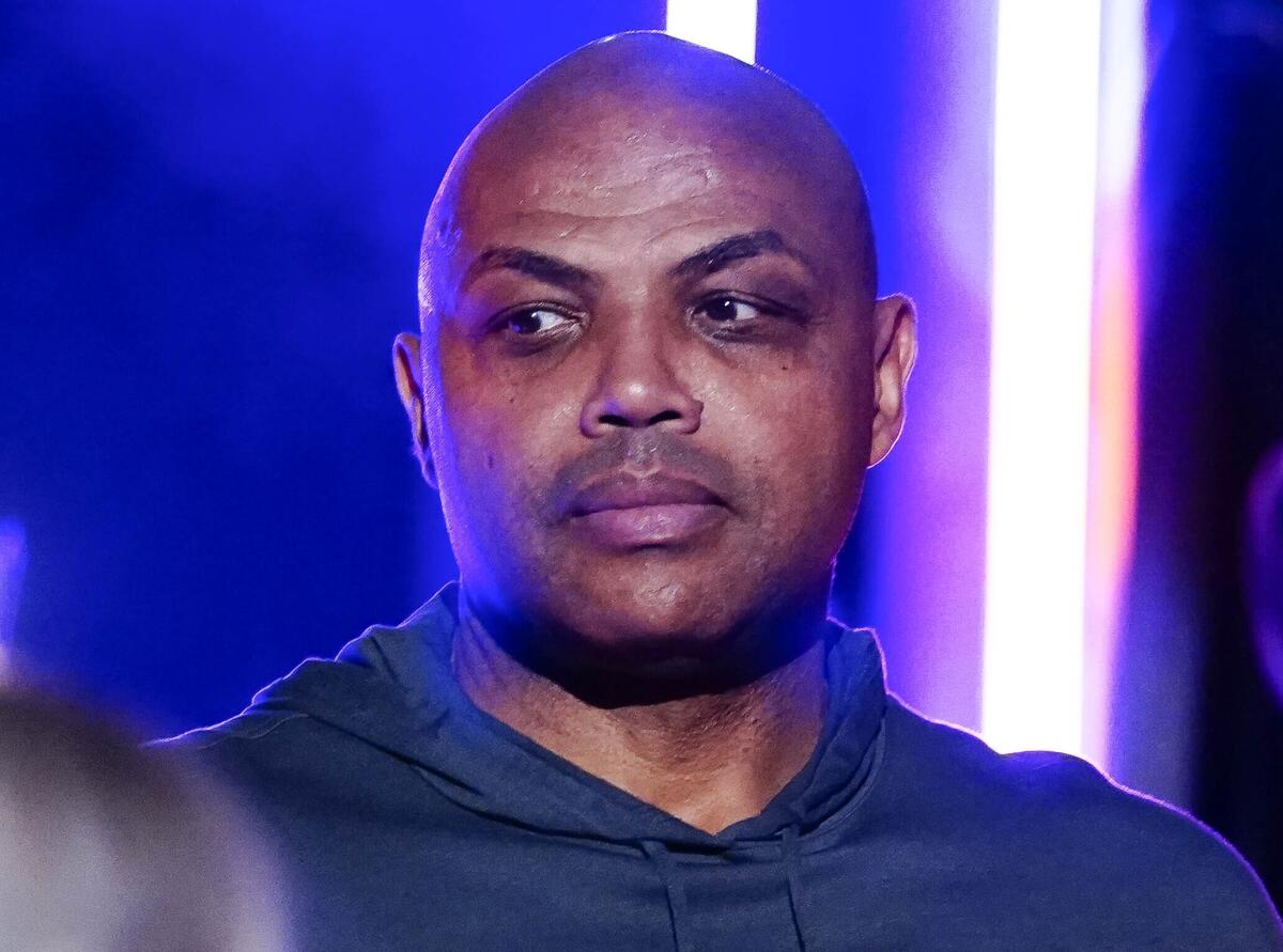 NBA Hall of Famer Charles Barkley is introduced during halftime.