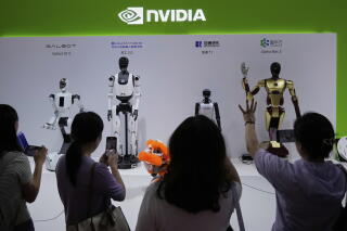 Robots at Nvidia's booth an an expo in Beijing