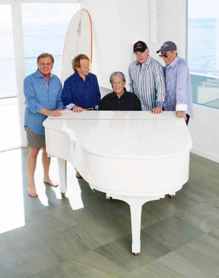 The Beach Boys at their Malibu beach house in February.