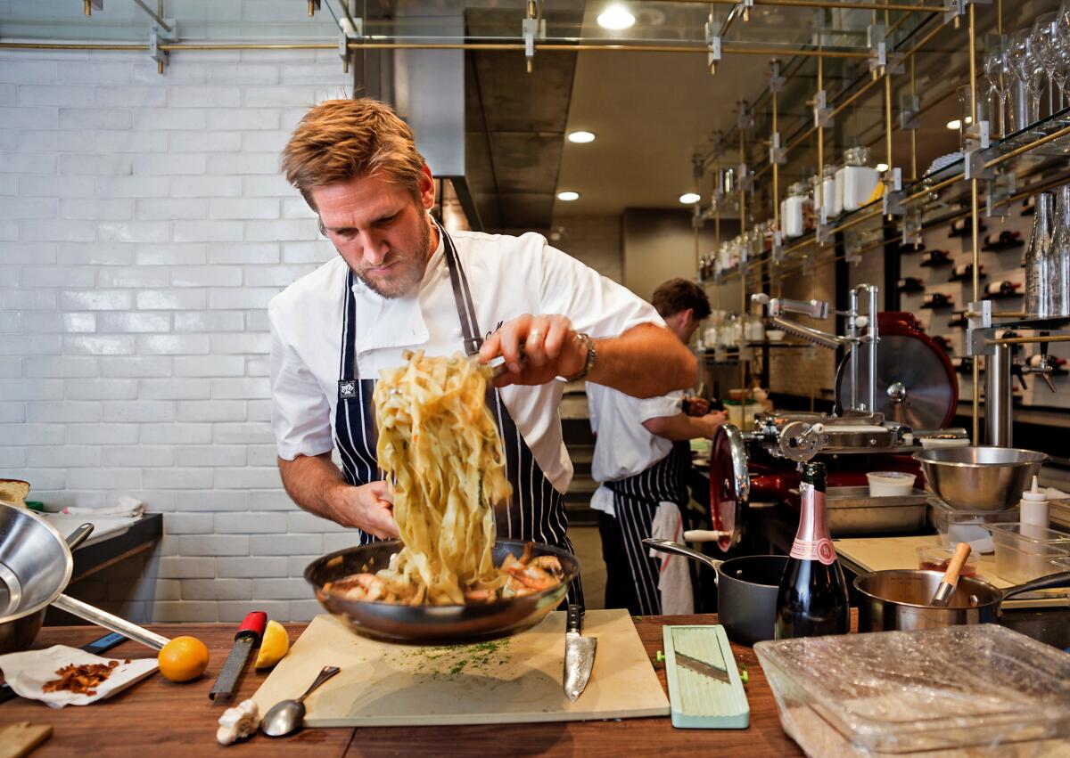 Chef Curtis Stone makes a Maude Pasta at his Beverly Hills restaurant named after his grandmother.