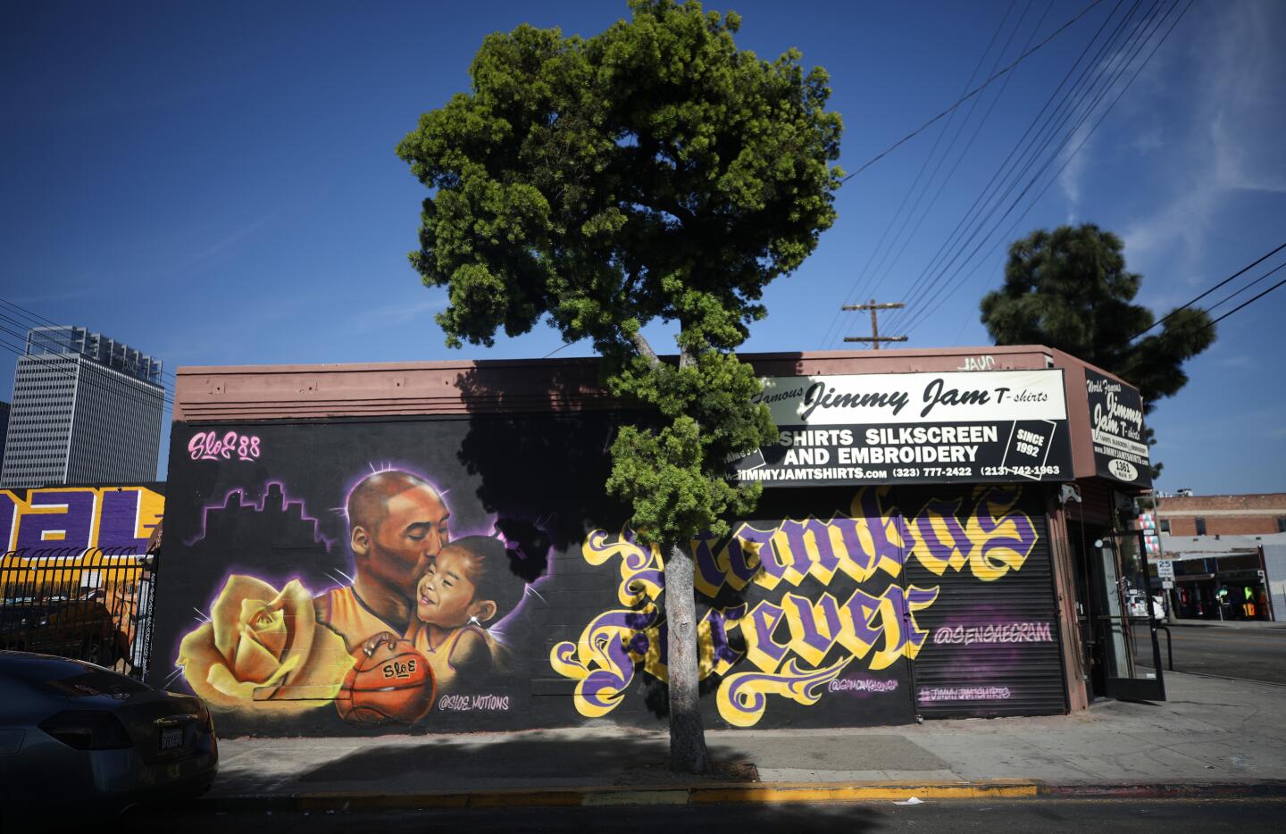 Los Angeles Lakers Legend Kobe Bryant Memorialized Across L.A. In Murals