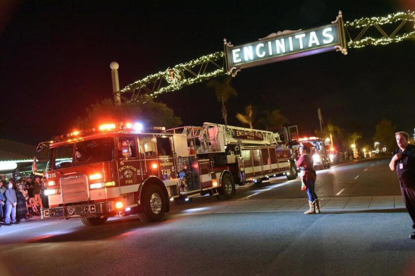 The Encinitas Fire Dept. brought the big trucks at last year’s Holiday Parade.