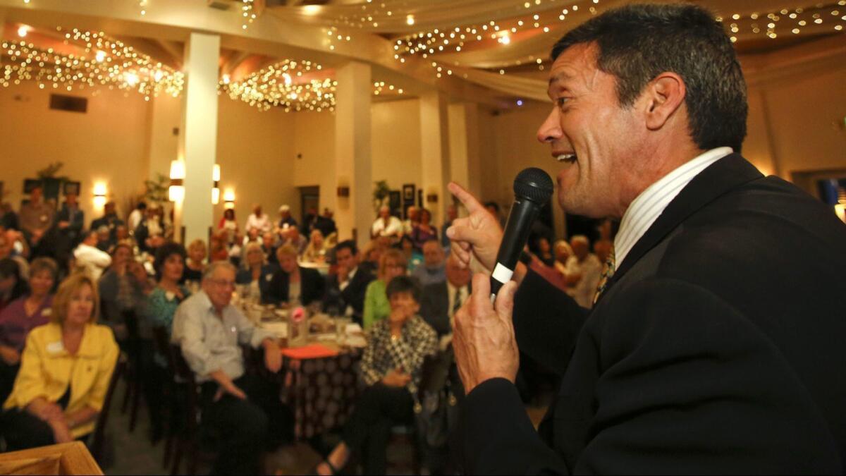 John Duran, photographed campaigning in 2014. The Gay Men's Chorus board chairman, who also is mayor of West Hollywood, said he is stepping down immediately from chorus leadership because of health reasons.