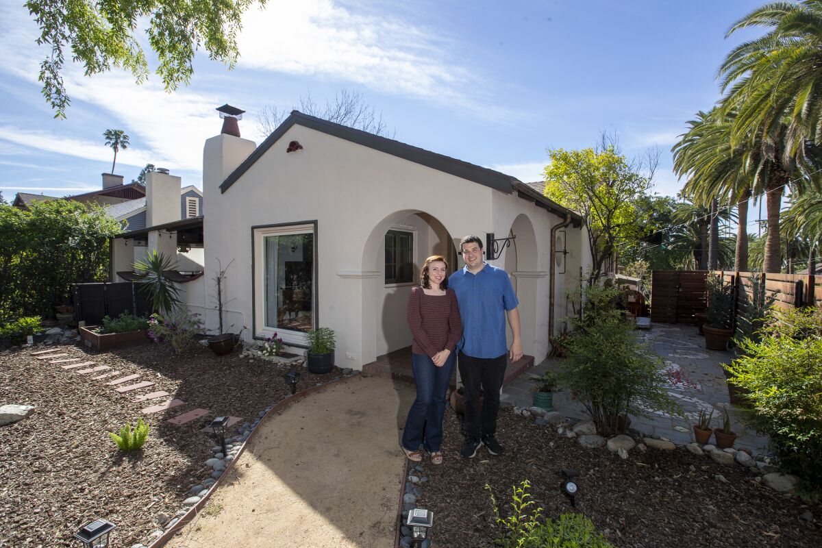 Danielle Oldfield and her husband, Robert at their Pasadena home