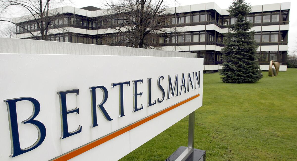 A sign that reads "Bertelsmann." 