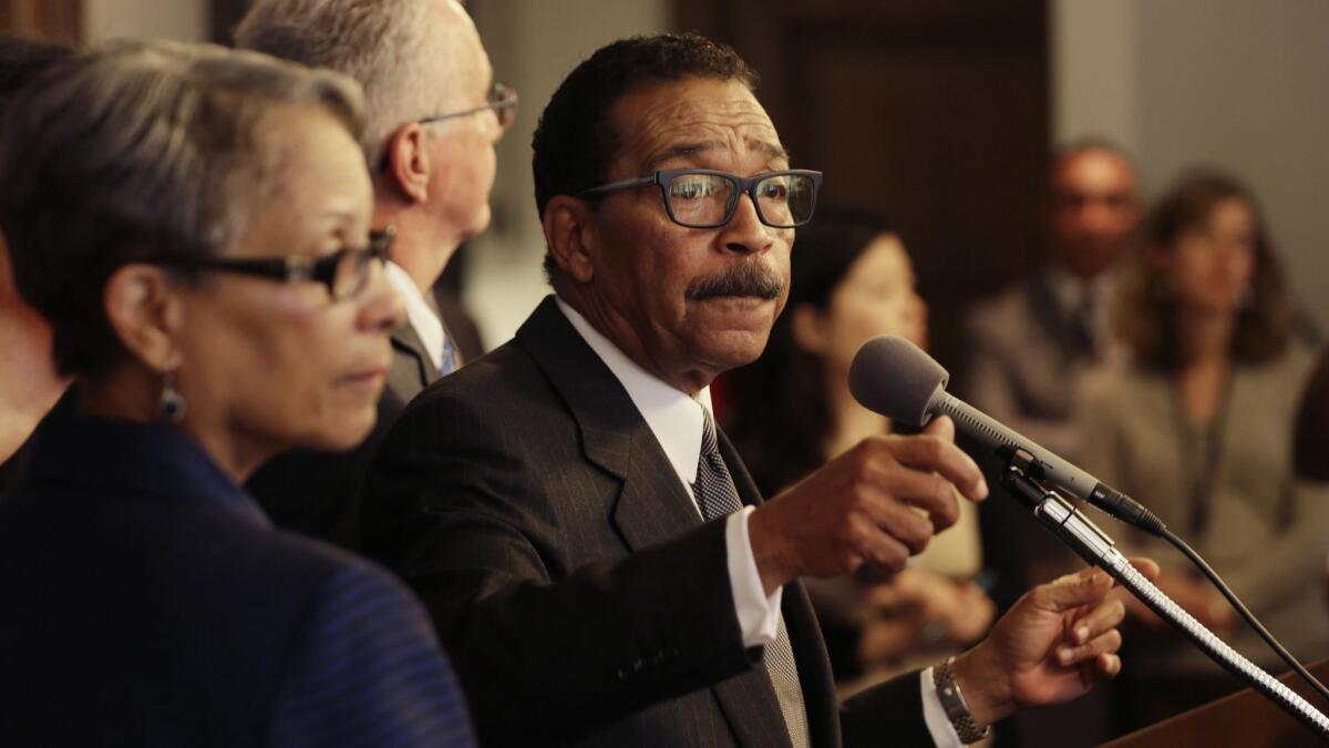 Los Angeles City Council President Herb Wesson championed $26 million in financial help for District Square, a planned shopping center. Nine years later, with $6.3 million of that money spent, city officials are still trying to get something built on the site.