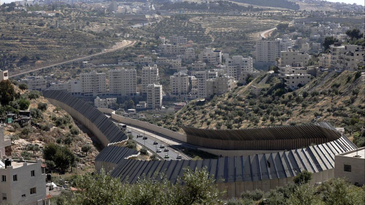 A general view of a Israeli separated barrier between the Palestinian town of Biet Jala and Jerusalem on May 14.