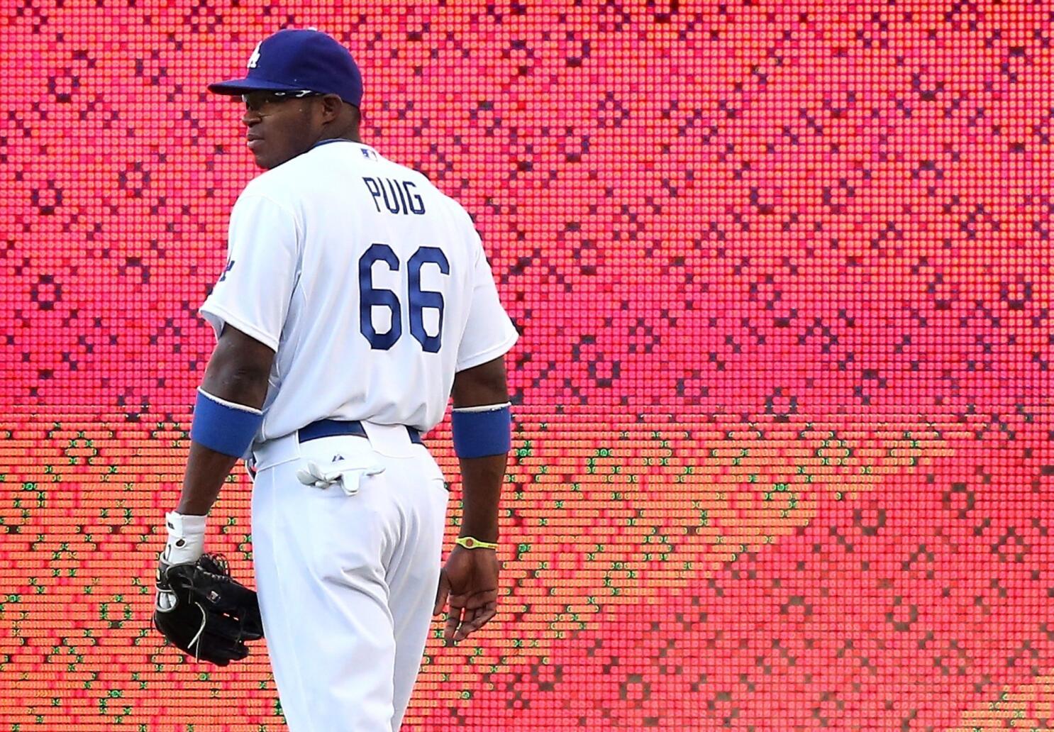 Los Angeles Dodgers #66 Yasiel Puig White Jersey on sale,for Cheap