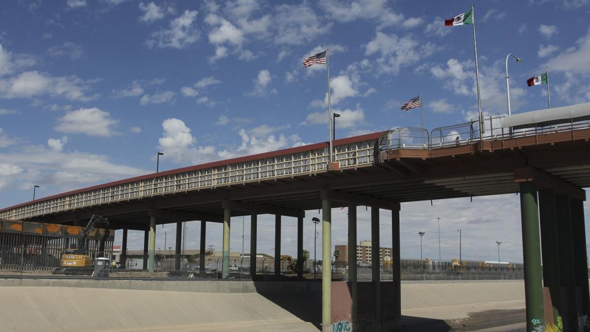 The international bridge on the border between Ciudad Juarez, Mexico, and El Paso, Texas.