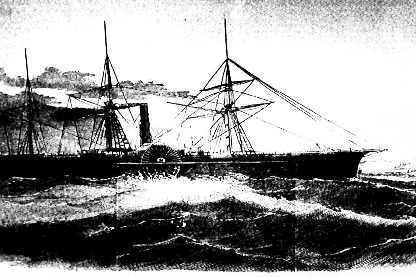FILE - This undated drawing made available by the Library of Congress shows the U.S. Mail ship S.S. Central America, which sank after sailing into a hurricane in September 1857 in one of the worst maritime disasters in American history. Riches entombed in the wreckage of the pre-Civil War steamship for more than a century will begin to hit the auction block for the first time Dec. 3, 2022, when more than 300 Gold Rush-era artifacts are offered for public sale in Reno, Nev. (Library of Congress via AP, File)