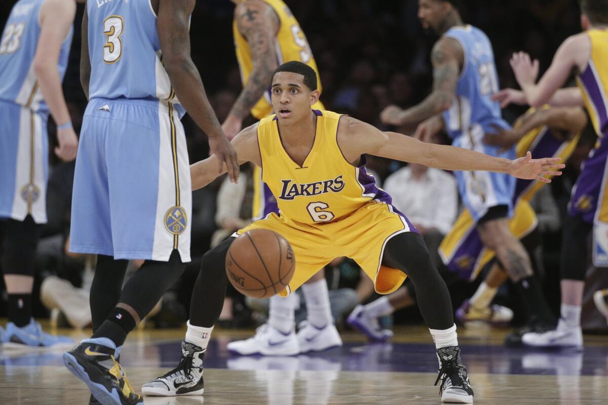 Lakers rookie Jordan Clarkson in his first 13 starts has averaged 13.6 points, 3.7 assists and 3.2 rebounds in 29.3 minutes.