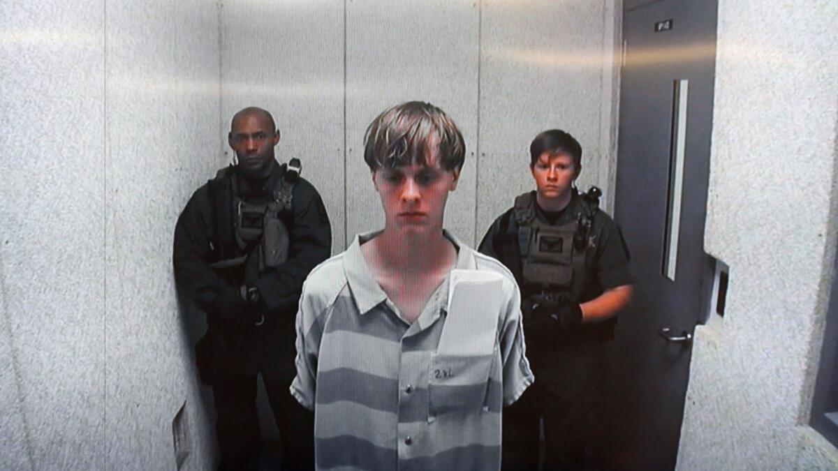 Dylann Roof appears at a bond hearing on June 19 in Charleston, S.C.