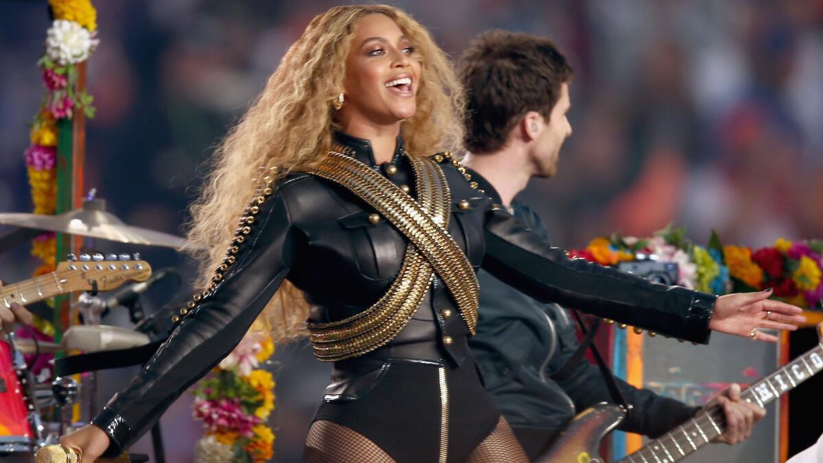 Beyonce at Super Bowl 50 on Sunday.