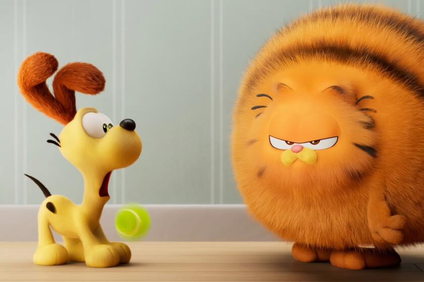 A shocked dog and a spherical cat have an altercation.