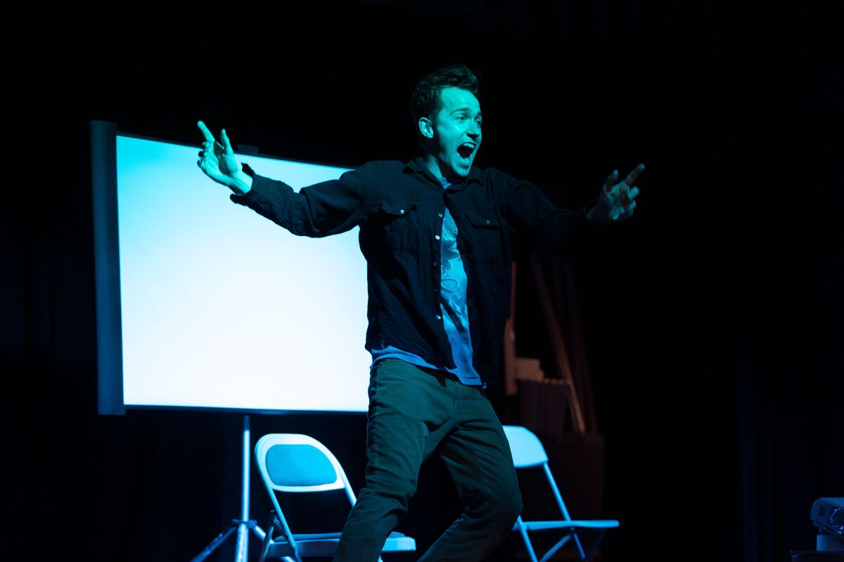 Mark Vigeant performs his solo show "Mark Pleases You" at the 2023 San Diego International Fringe Festival.
