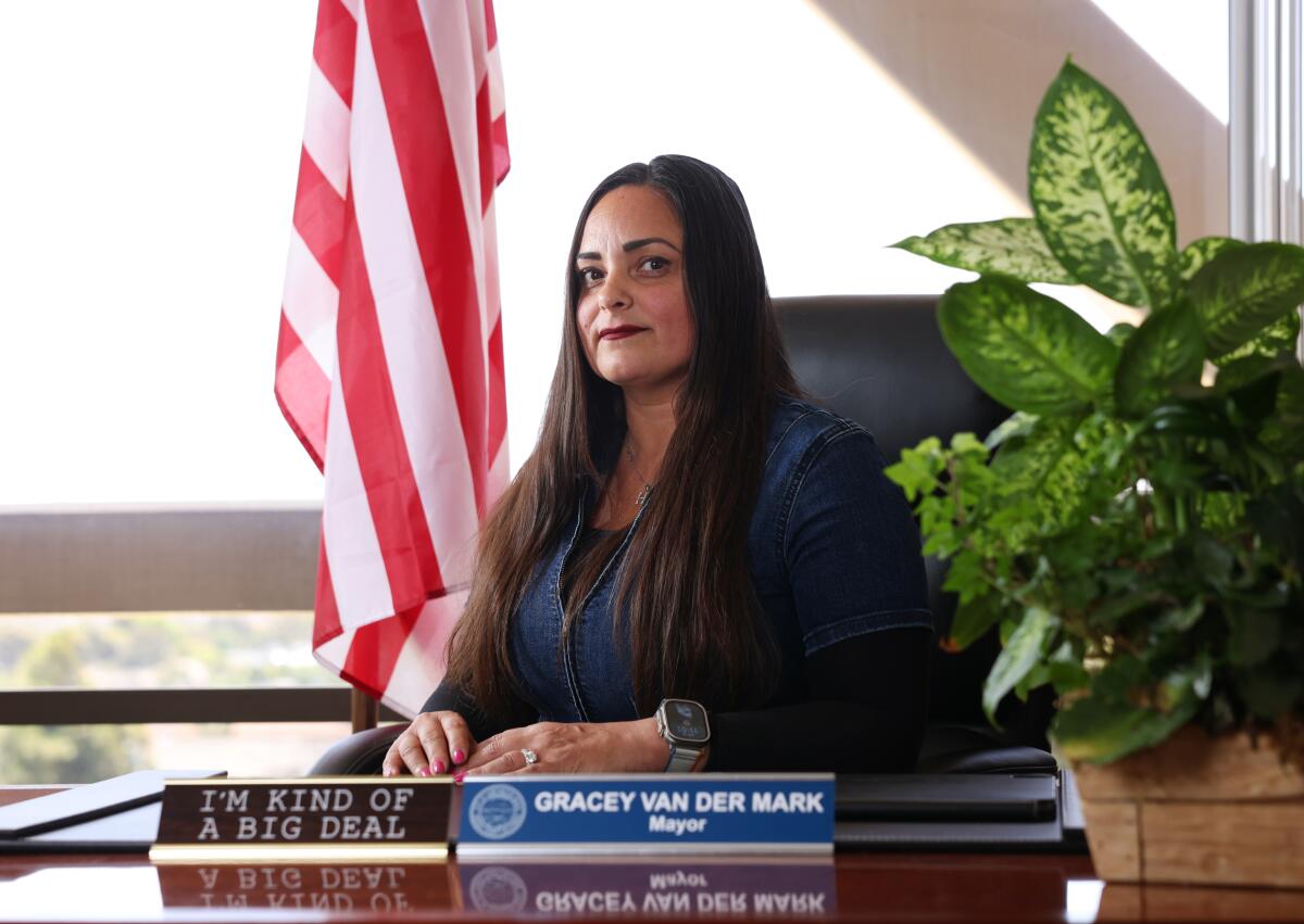 Huntington Beach Mayor Gracey Van Der Mark in her City Hall office on May 29. 